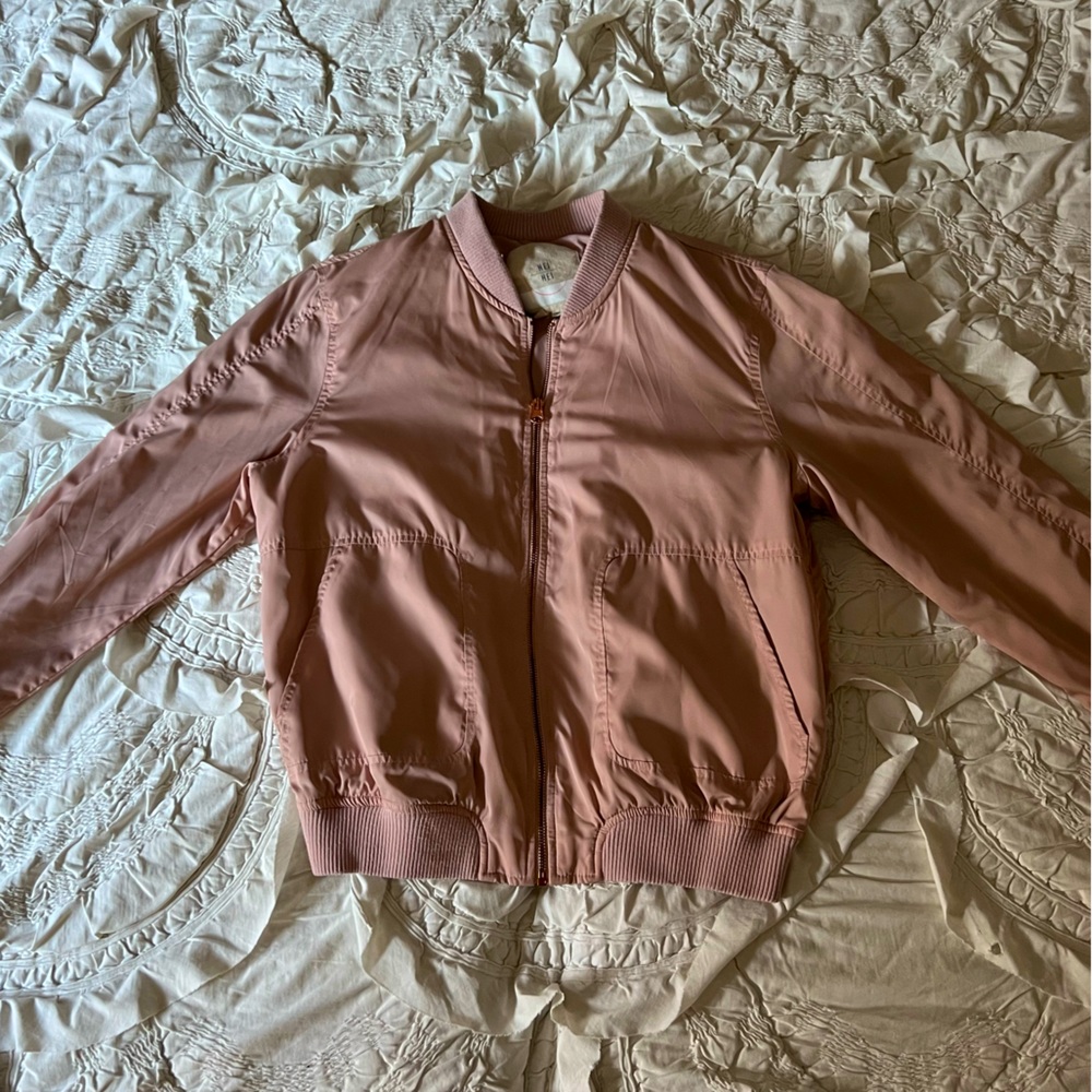 Pink Hei Hei Bomber Jacket from Anthropologie, Rose Gold Zipper